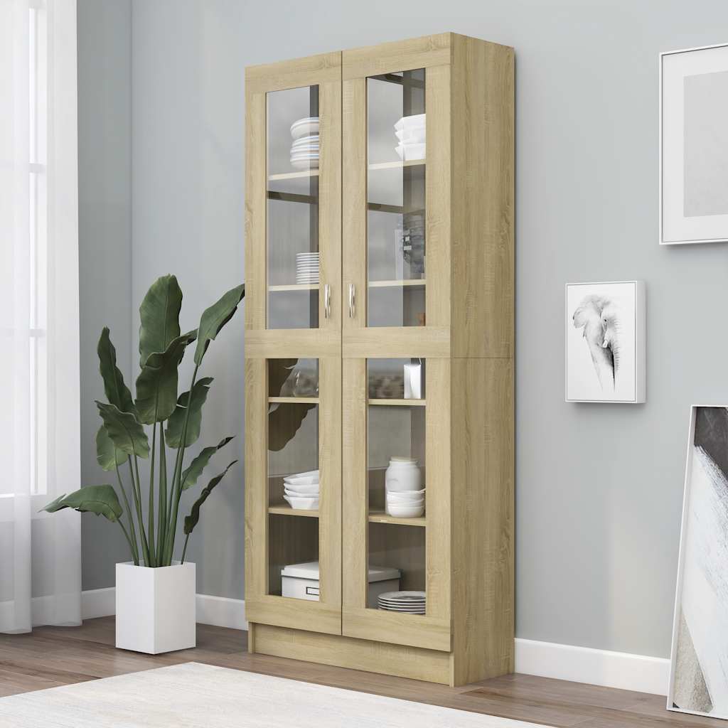 Vitrine Cabinet Sonoma Oak 82.5x30.5x185 cm Engineered Wood